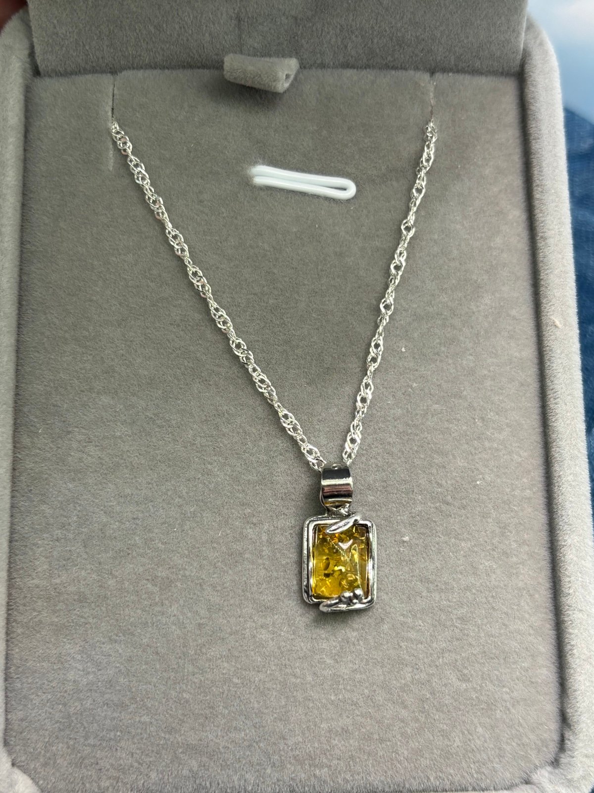 Citrine Amber pendant on sterling silver chain