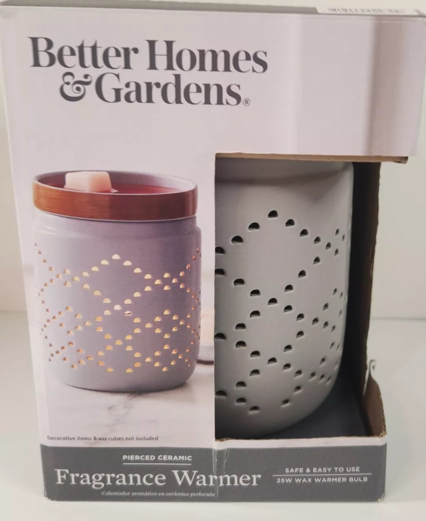Better Homes & Gardens Plug In Gray Pierced Quilted Ceramic Wax Fragrance Warmer