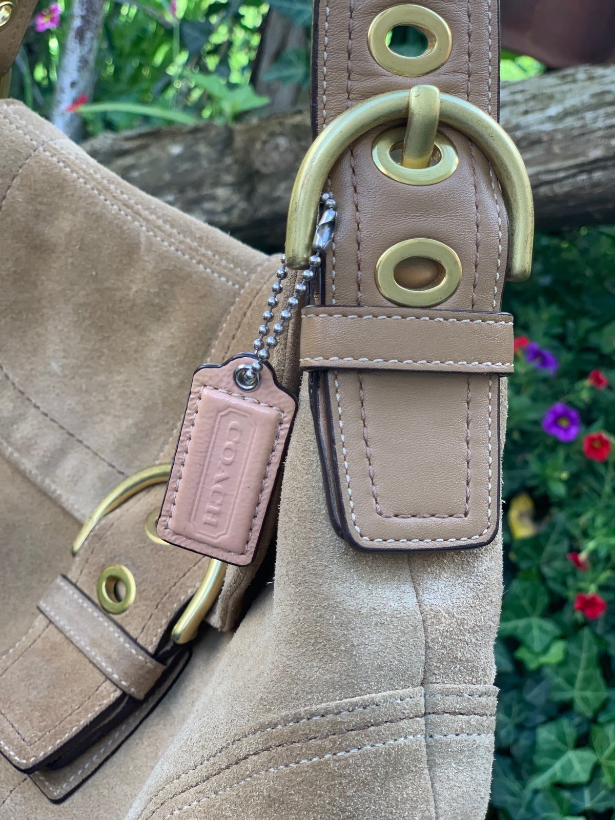 Y2K tan suede Coach Soho Hazel hobo magnetic snap w/ dustbag tissue sales & box