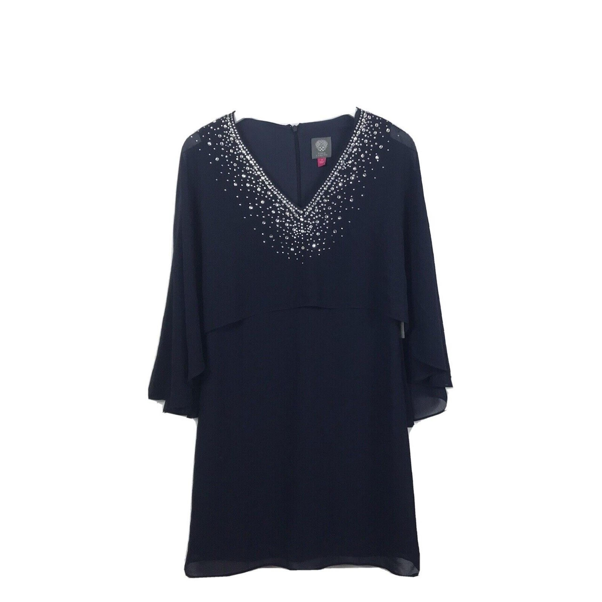 Vince Camuto Navy Embellished Shift Dress Size 2 NWT