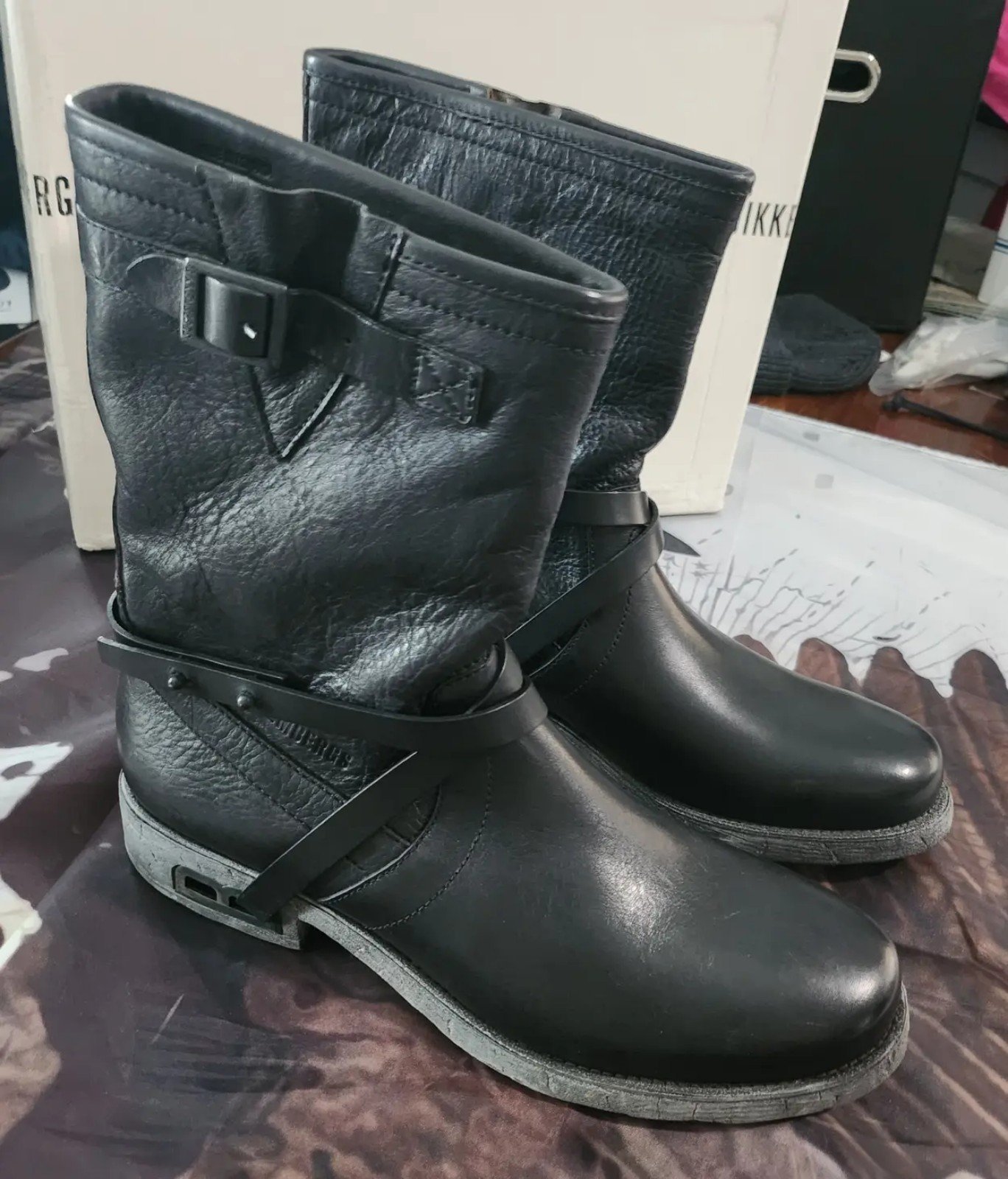 Dirk Bikkembergs Leather Belted Biker Boots