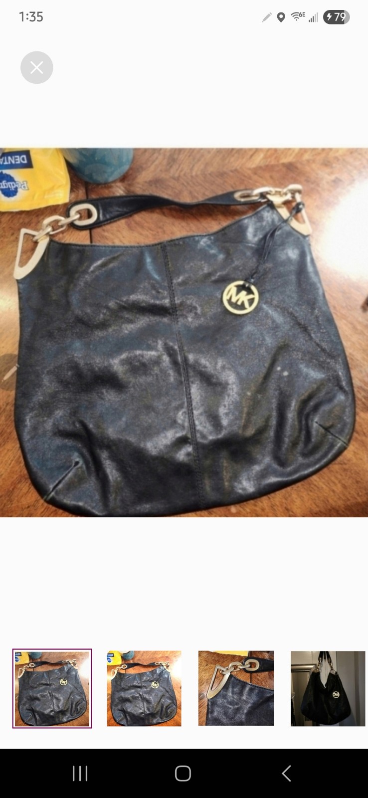 Vintage Michael Kors Fulton Black Soft Leather Shoulder Hobo Handbag