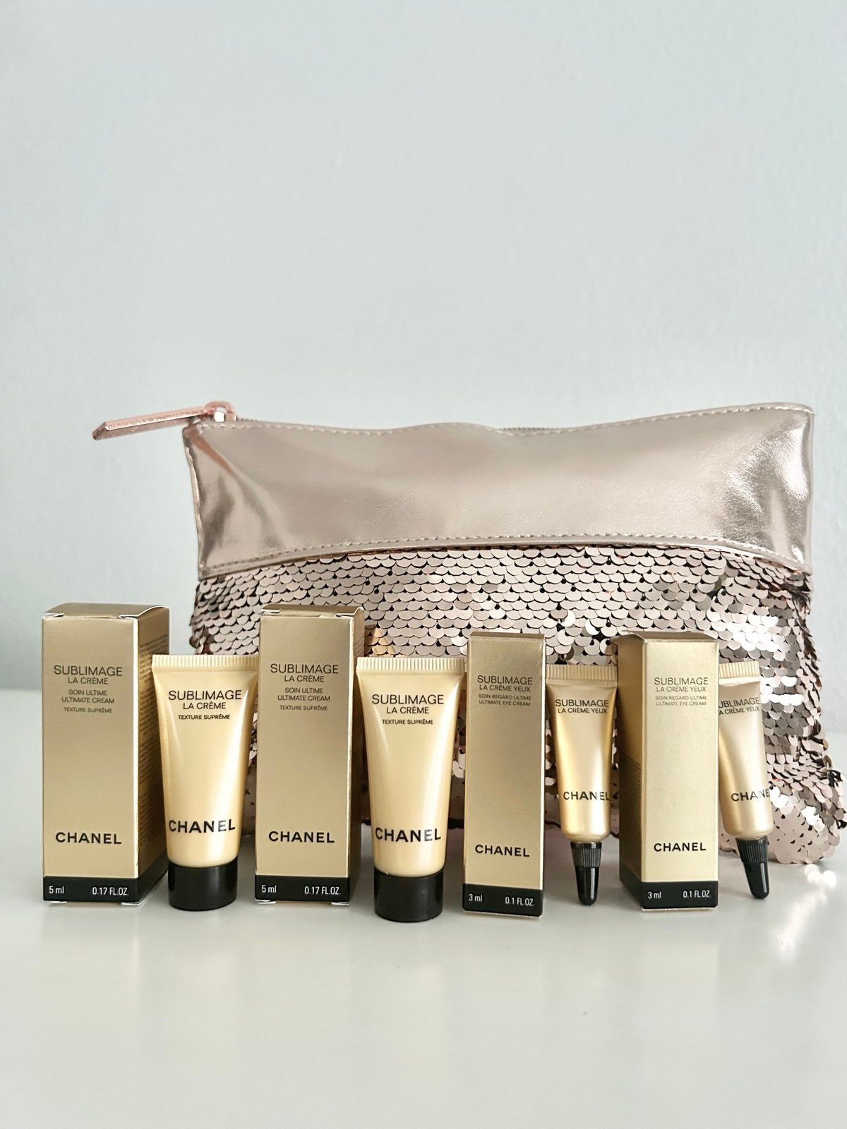 Chanel Sublimage La Creme Face Cream Sublimage Eye Cream Sparkle Rose Gold Bag