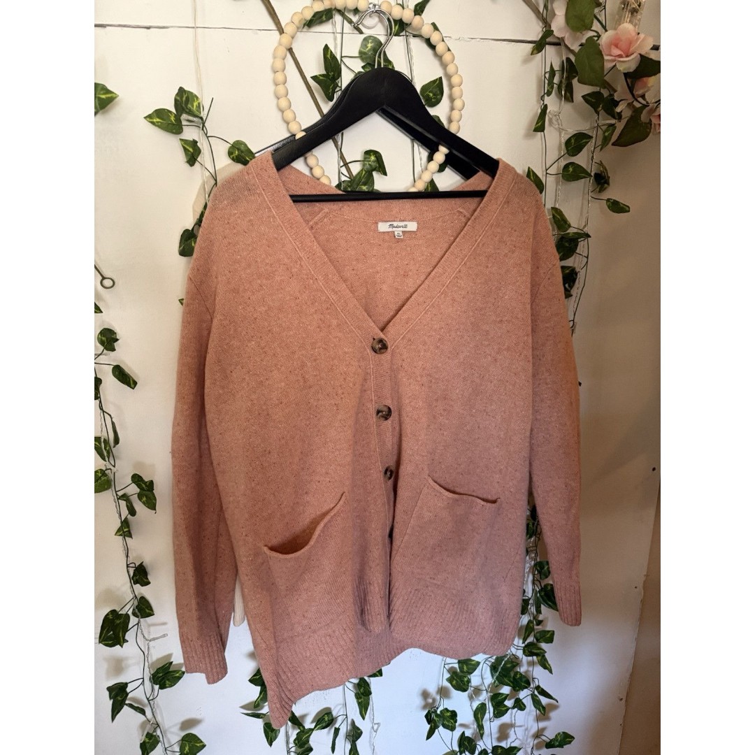 J. Crew 100% Marino Wool / Laine Patch Pockets V Neck Cardigan Sweater Womens