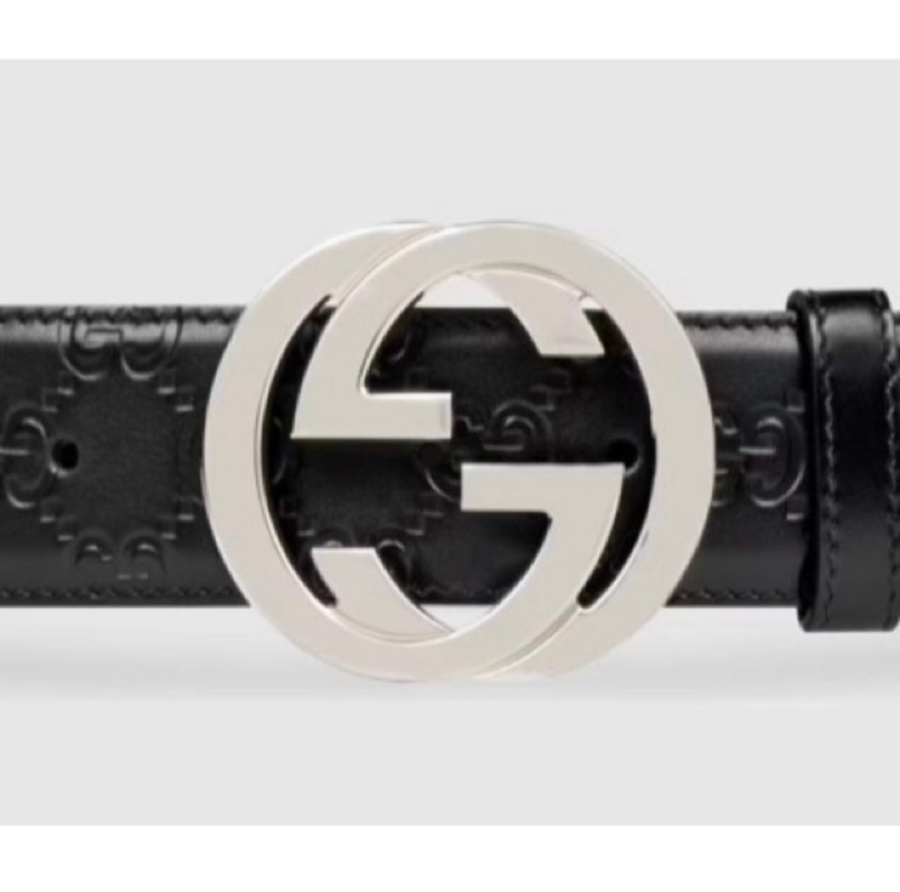 Black Gucci Signature Leather Belt