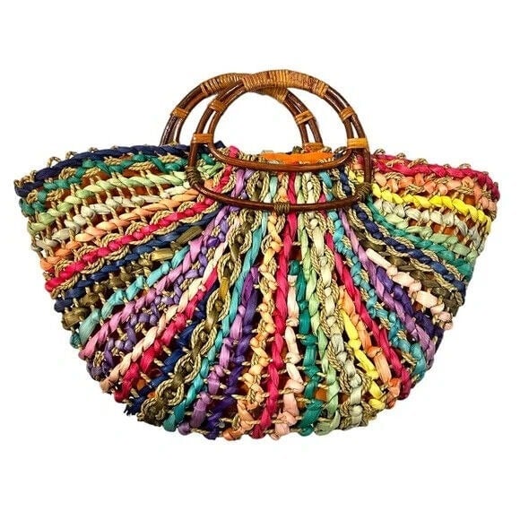 Sun N Sand Large Rainbow Straw Bag