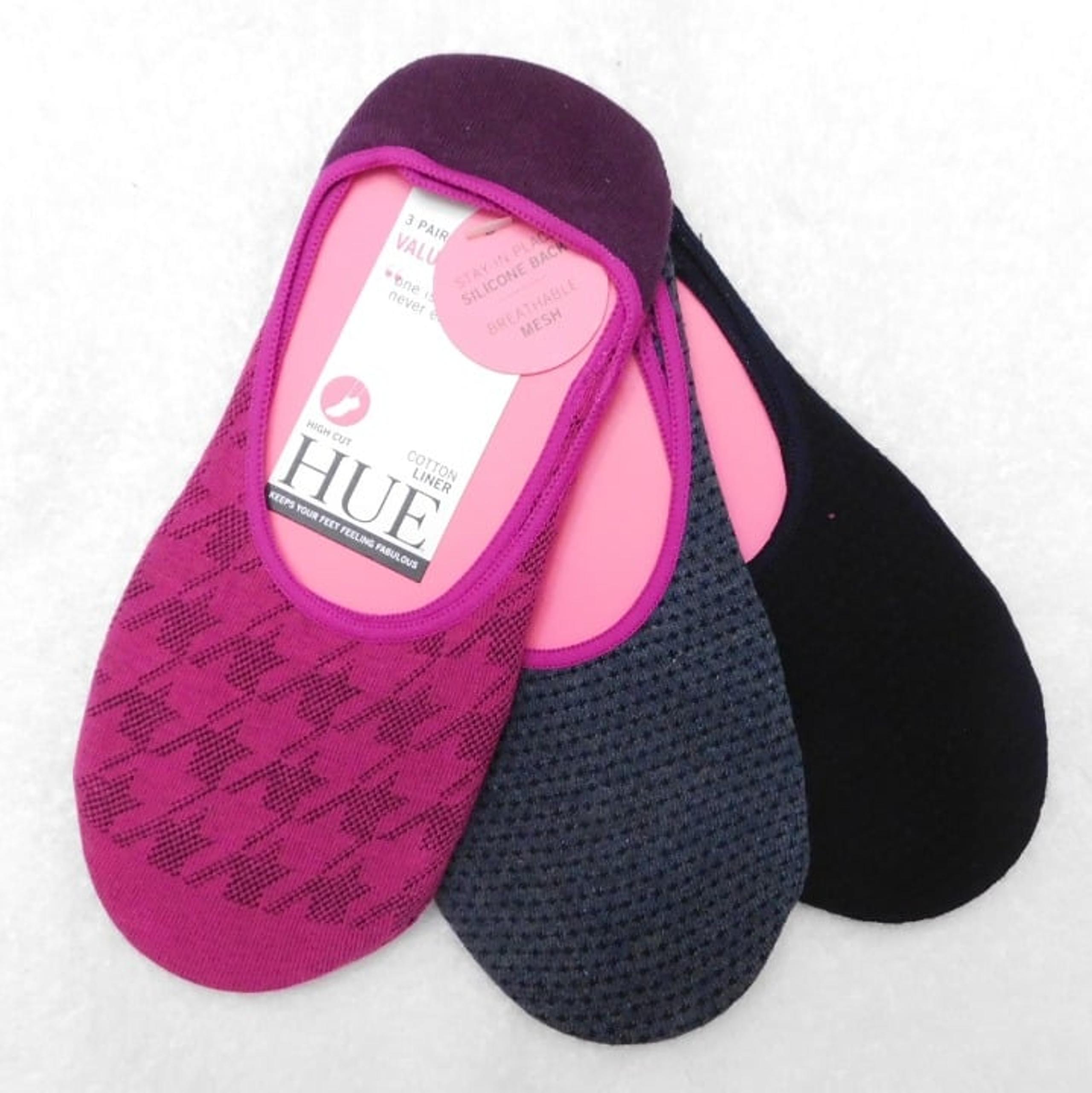 F166 Hue Red Mixed Women's 3-Pk. High-Cut Liner Socks - 1 Size