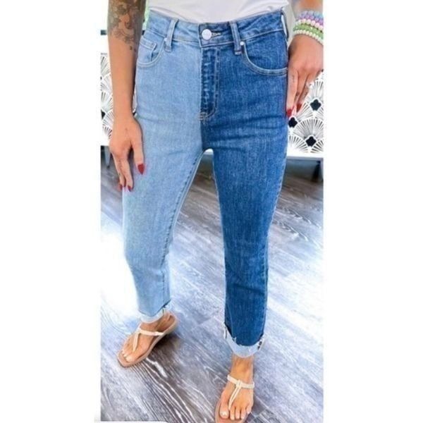 Risen Blue Combo Jeans Two Color Jeans High Rise Size 28