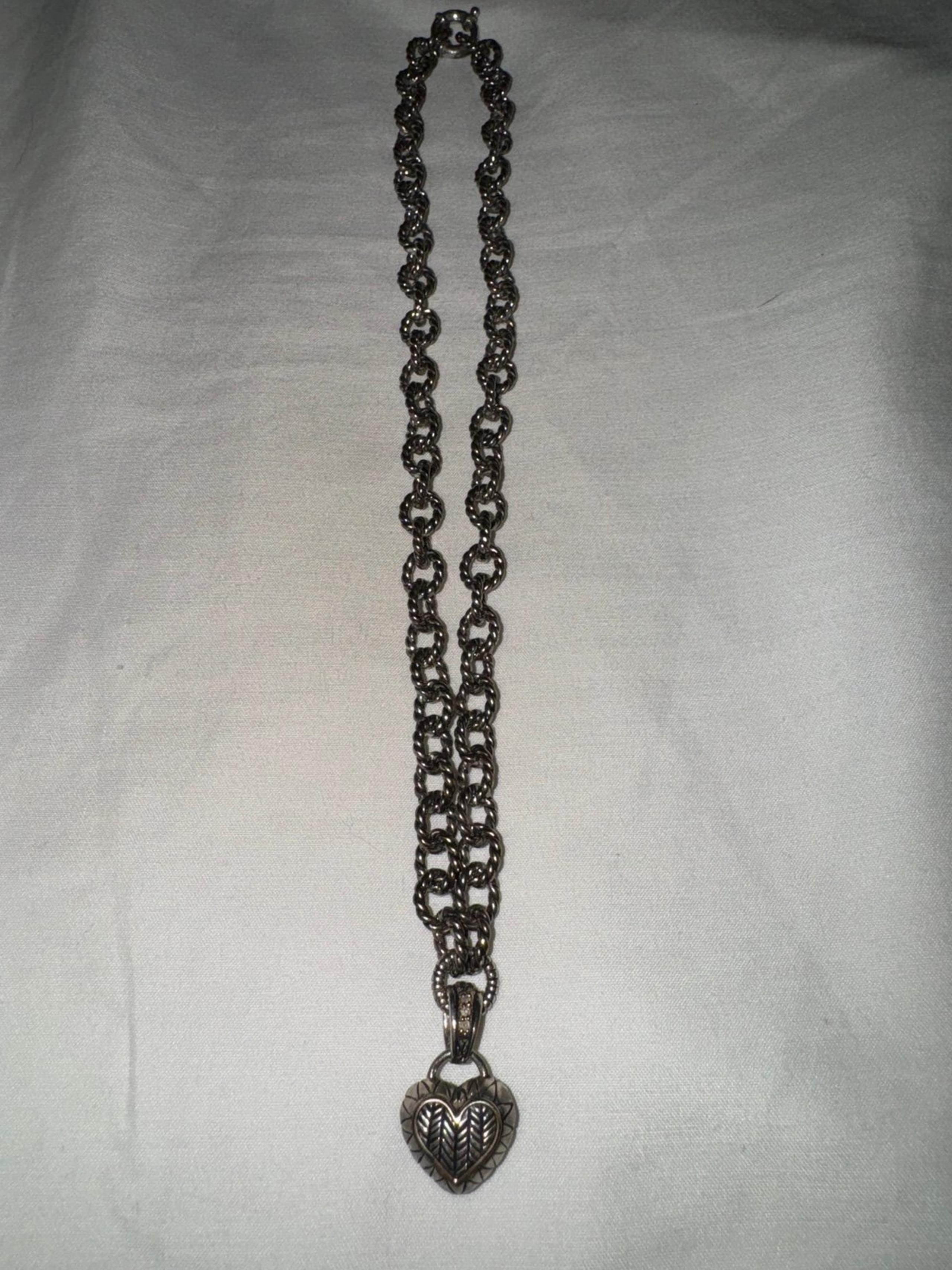 David Yurman Two Tone Heart Necklace