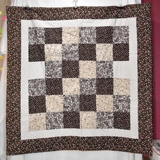 VINTAGE CRAZY QUILTS BROWN & TAN 45 X 45 LAP QUILT