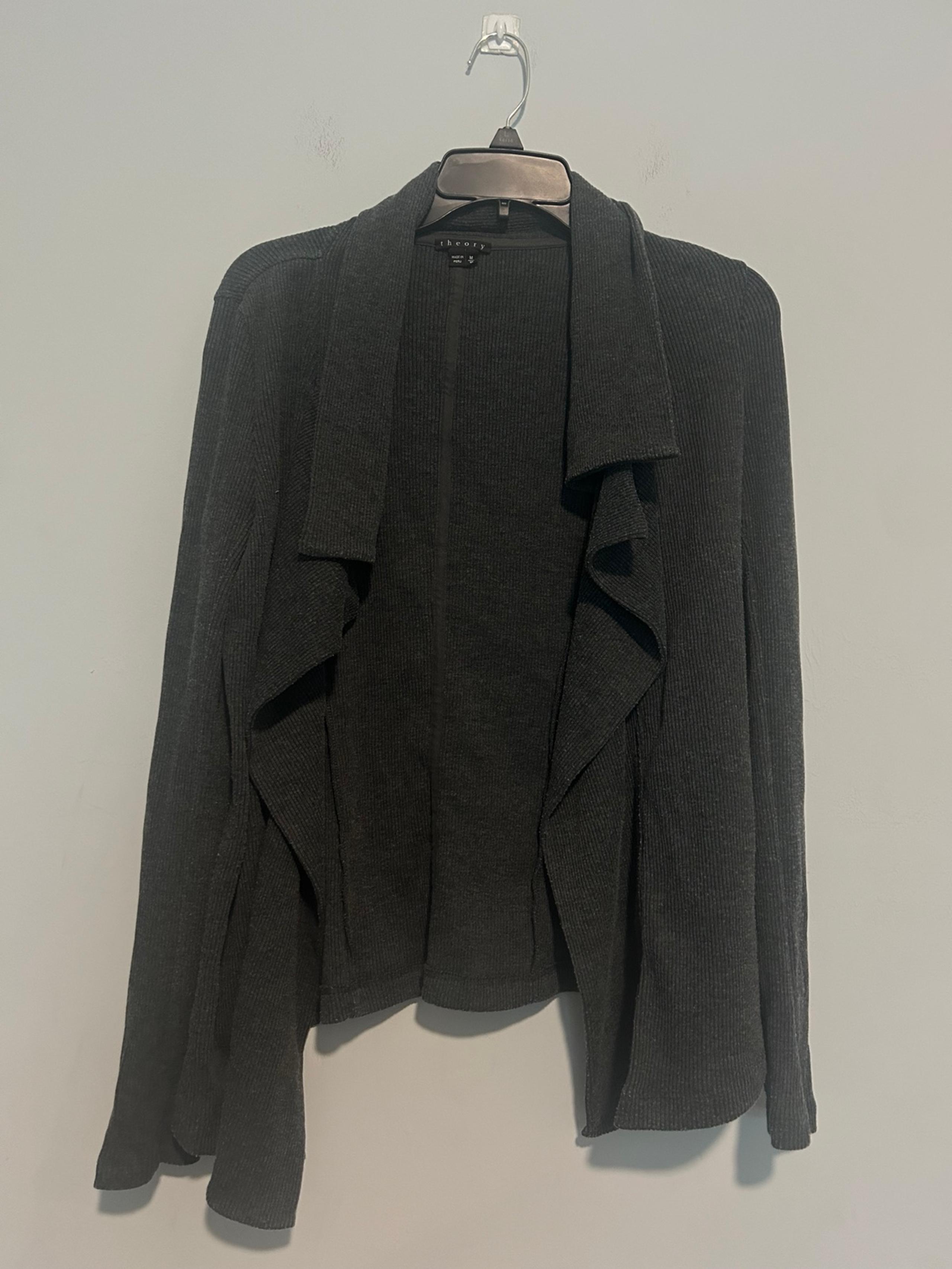 Theory Gray Open Front Cardigan Long Sweater Womens Size M