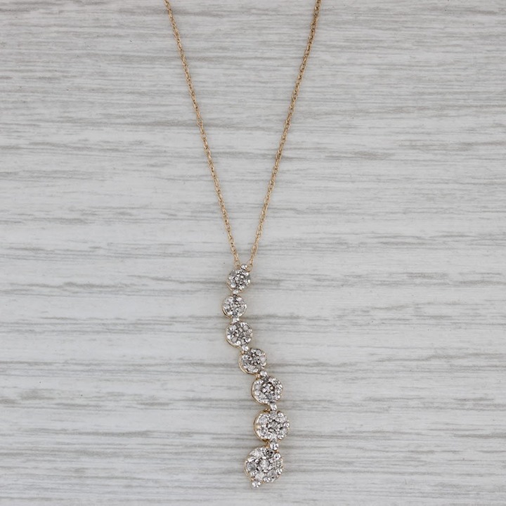 0.45ctw Diamond Journey Pendant Necklace 10k Yellow Gold 18.25 Rope Chain