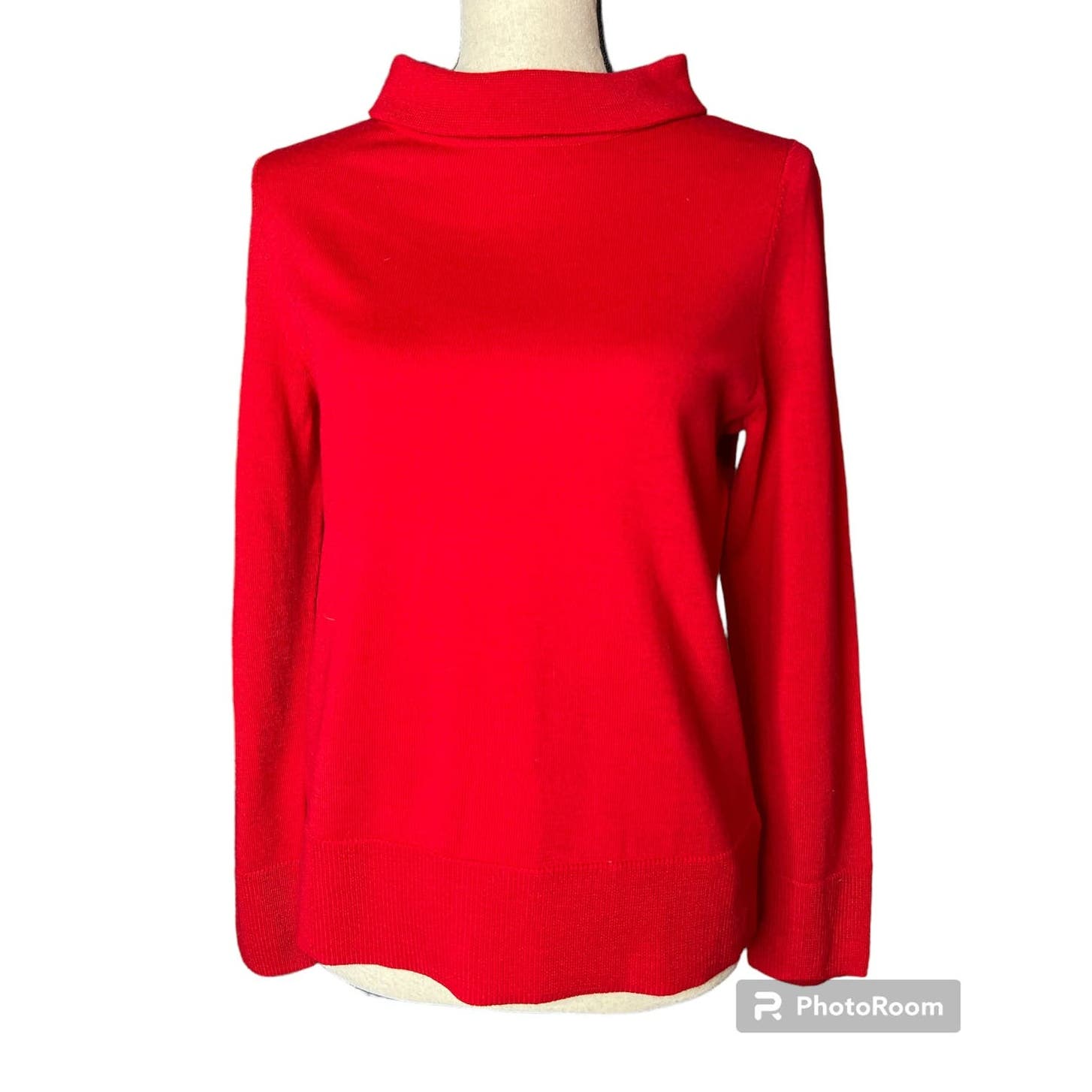 NEW Talbots Boatneck Sweater w/Rolled Neckline Size MP in Red Pure Merino Wool