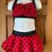 THE LINE UP POLKA DOT RED BLACK 2 PIECE RHINESTONE DANCE COSTUME CHILD SIZE 10