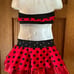 THE LINE UP POLKA DOT RED BLACK 2 PIECE RHINESTONE DANCE COSTUME CHILD SIZE 10