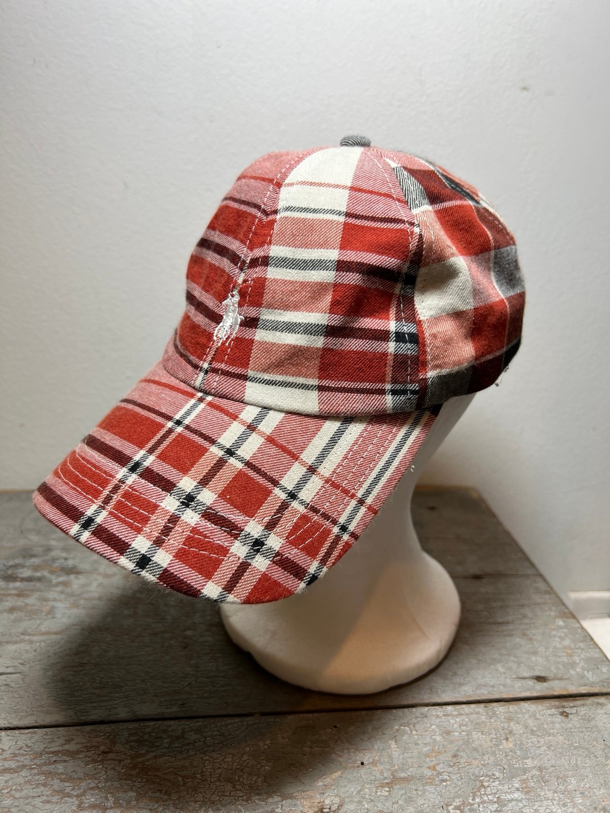 Ralph Lauren Red Plaid Cotton Ball Cap HTF