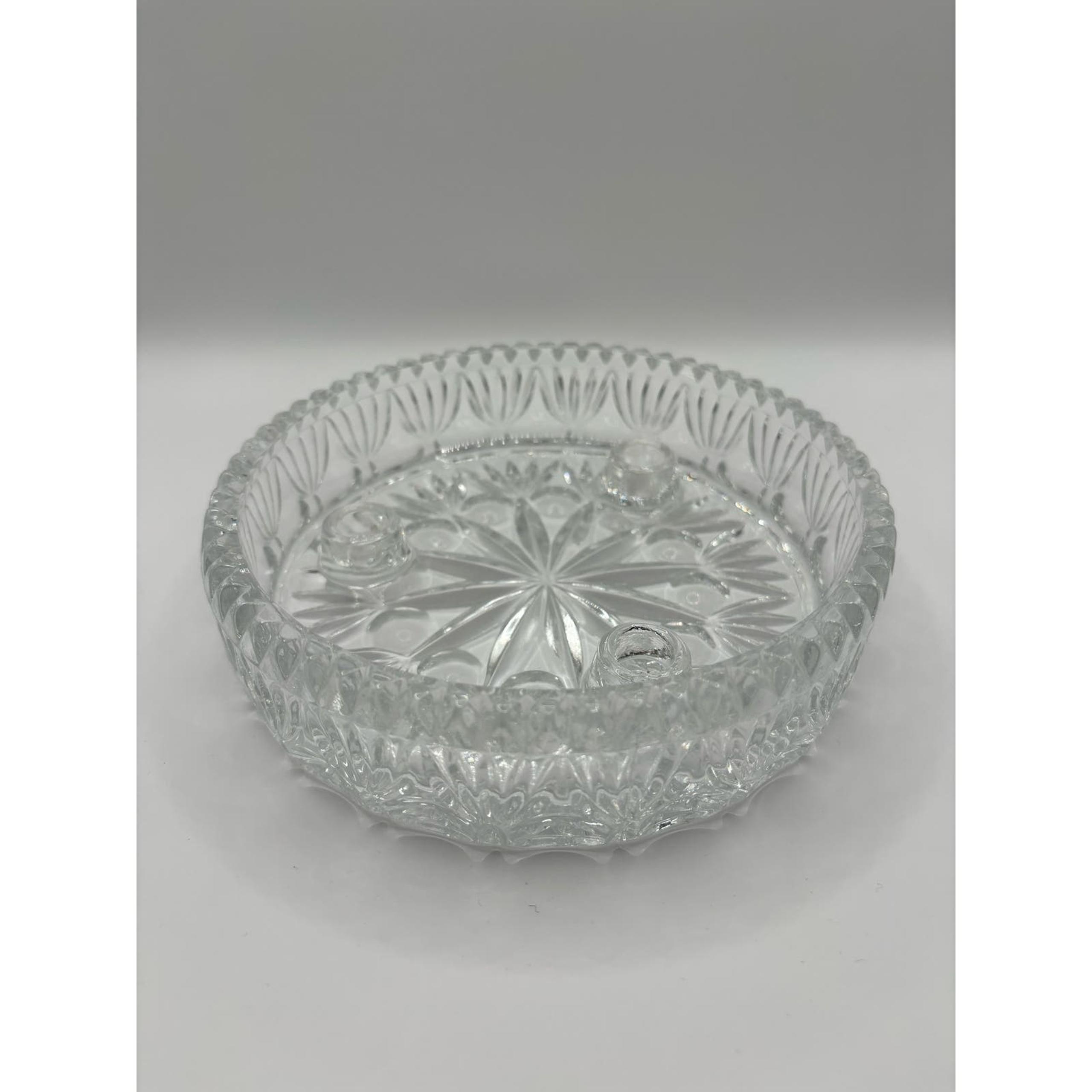 Vintage Princess House Lead Crystal Three Candle Holder Vintage 80s