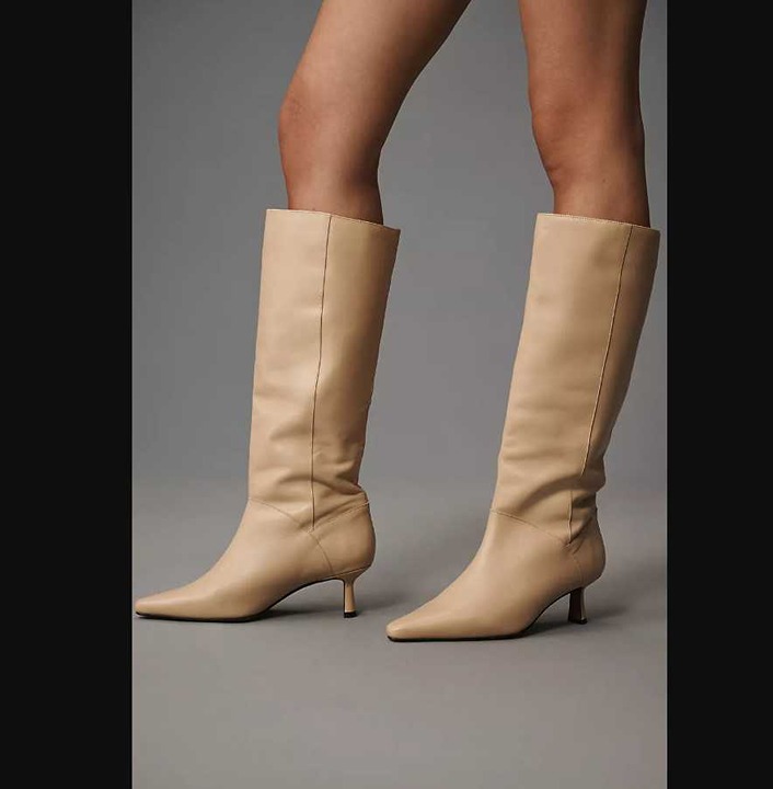 Women's 10-10.5 (EU 41) By Anthropologie knee-high pointed toe boots Light Sand