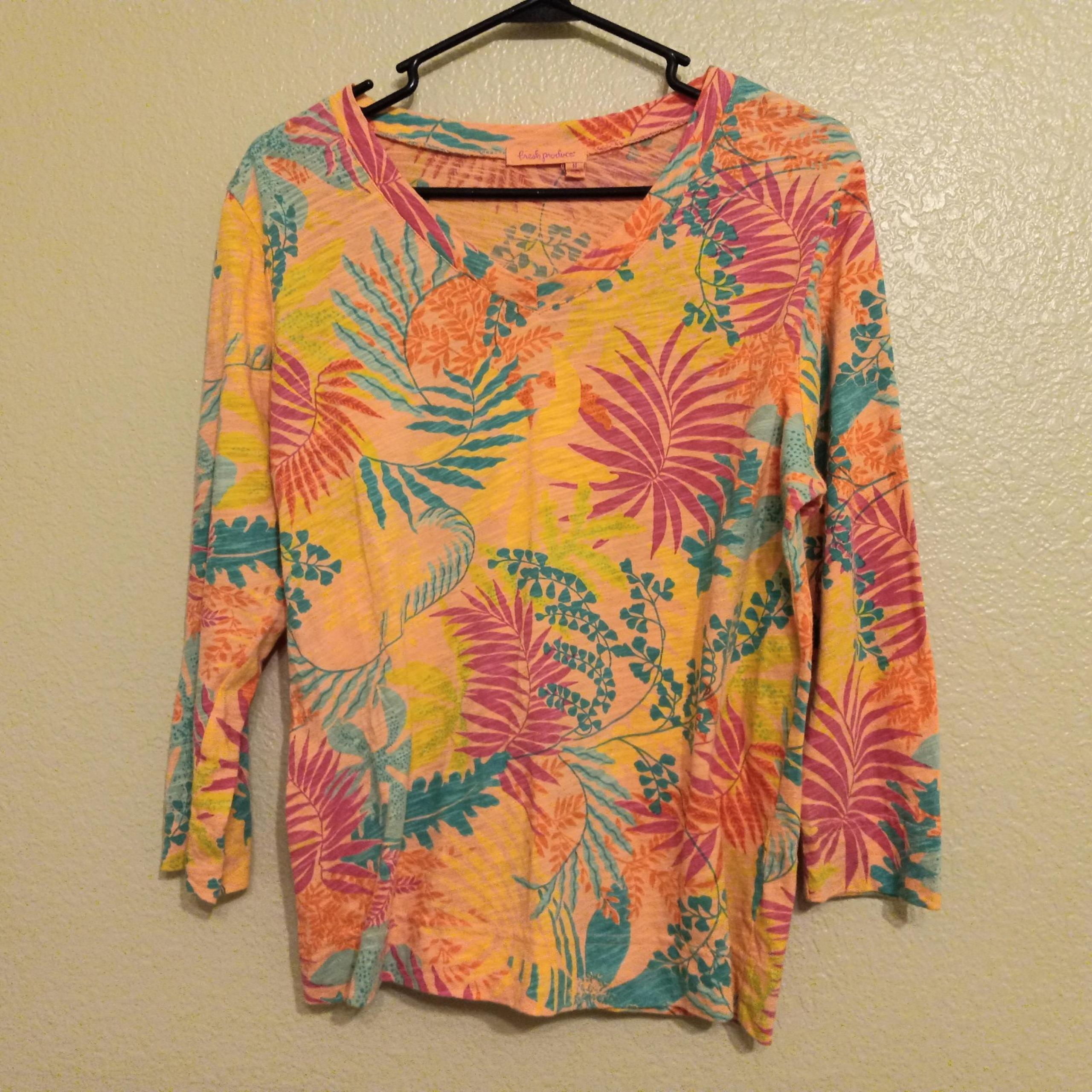 Fresh Produce Peach Floral Cotton Knit Top