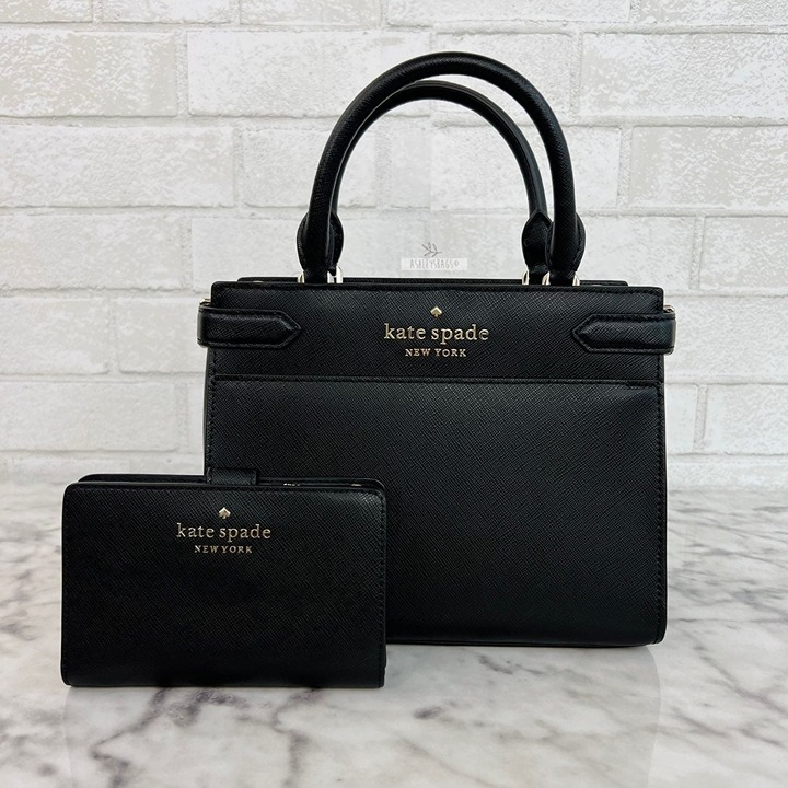 Kate Spade Staci Black Small Satchel Crossbody & Medium Compact Bifold Wallet