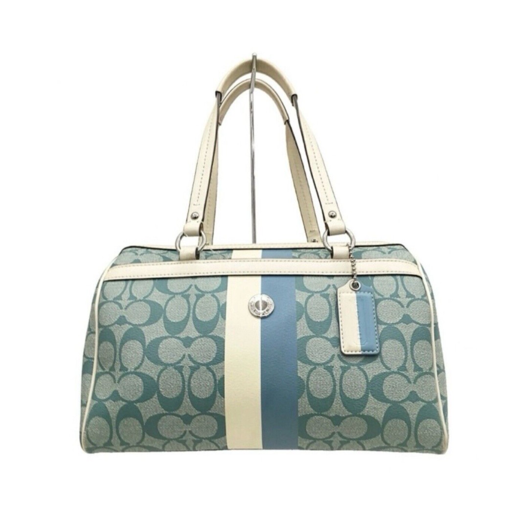 Coach F14478 Heritage Stripe Signature Handbag Blue/Ivory NEW WITH TAGS