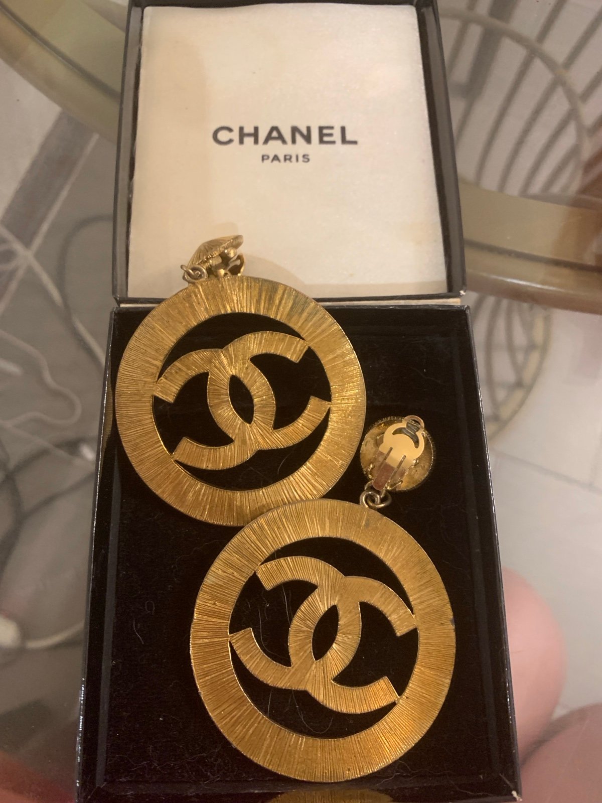 Pre-Loved Gold 'CC' Dangling Sunburst Earrings Large, Gold