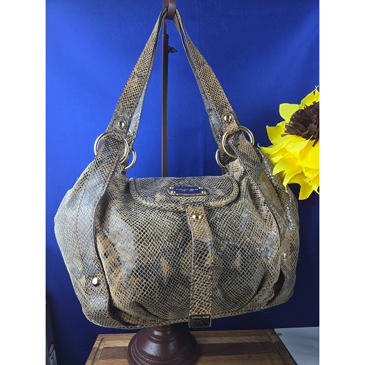 Michael Kors Brimfield Python reptile print leather handbag satchel tote