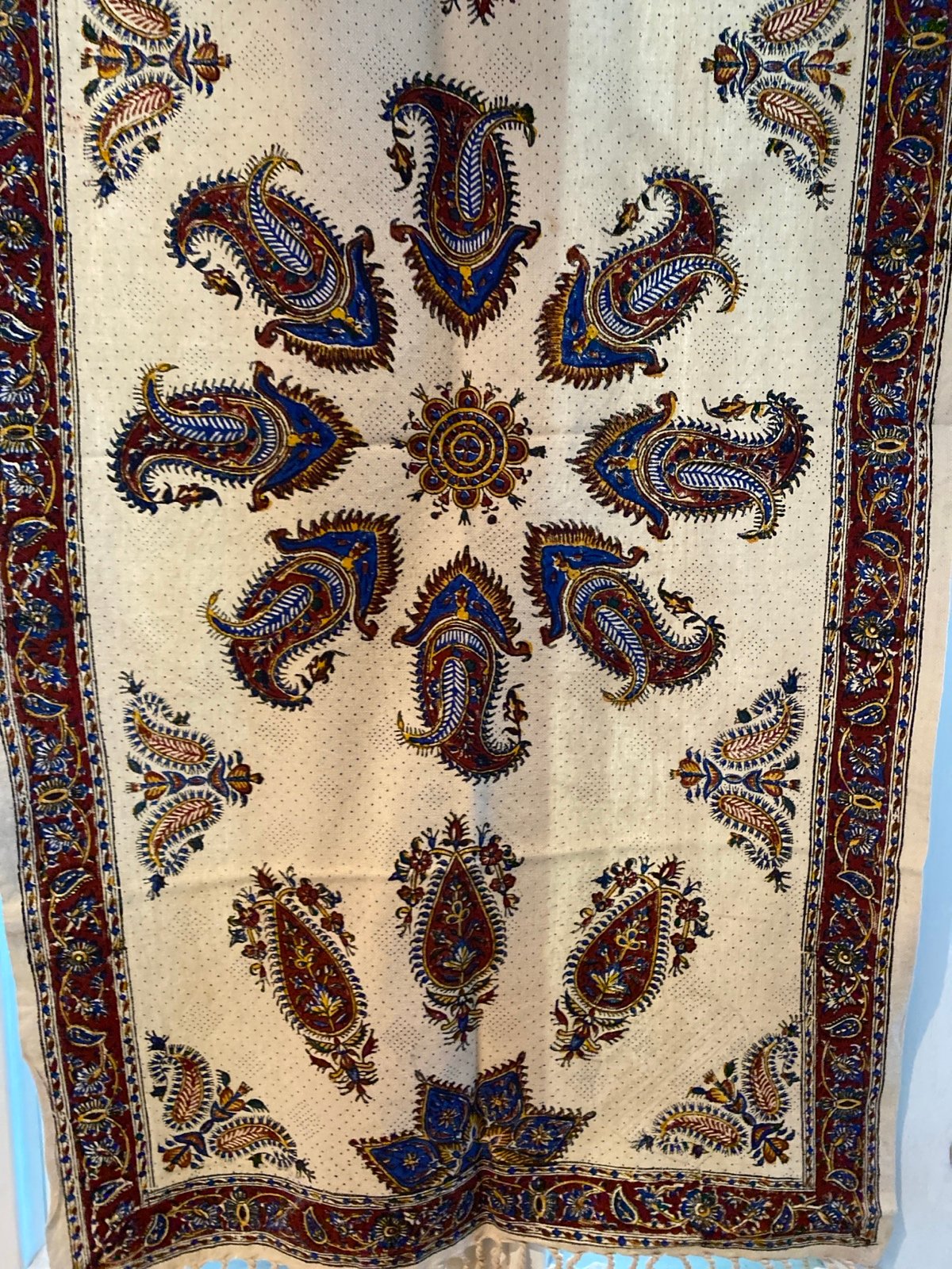 48” x 24” hand made block print gift tapestry table cloth art cotton fix color