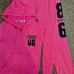 VS PINK neon coral bright 86 jogger campus pants zip hoodie jacket outfit set