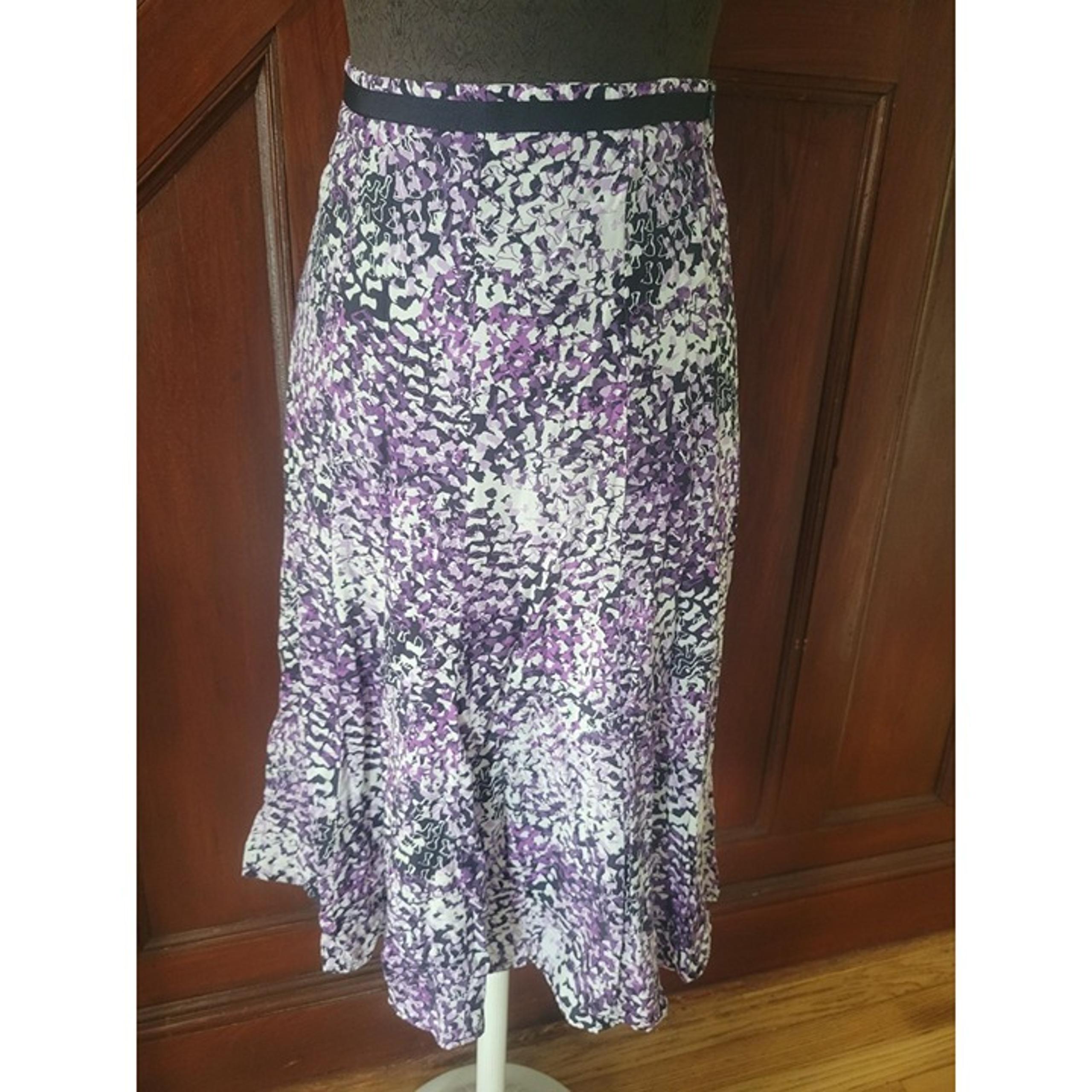 Christopher & Banks Womens Floral Print A-Line Skirt Size 16 Purple Black White