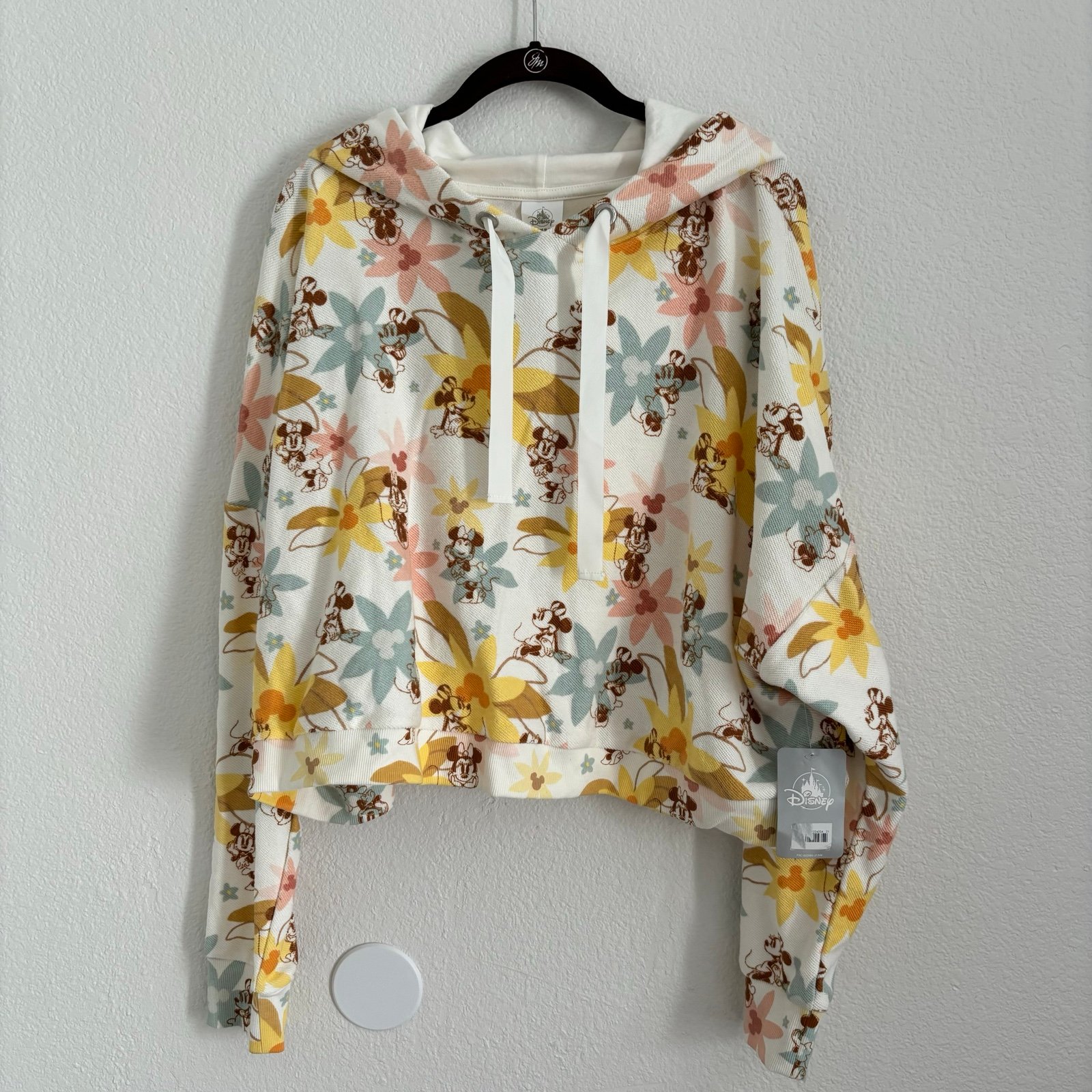 NWT Disney Women's Size XL Multicolor Floral Minnie Mouse Cropped Sweatshirt