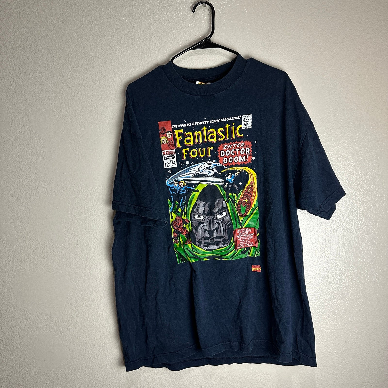 Vintage Fantastic Four Marvel Black Artwear Rare Faded Shirt Size XXL 2006