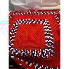 Vintage Handmade Knit Crochet Afghan Throw LAP Blanket Multicolor 42” X 36”