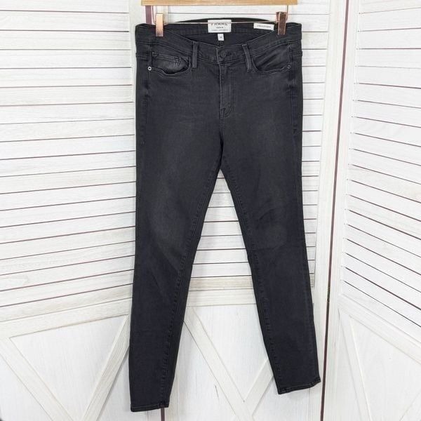 Frame Denim Le Skinny De Jeanne Ankle Jeans Knightrider Black 30