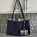 Trina Turk Handbag Navy Blue Floral Structured 13x10 inches Attached Wallet