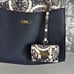 Trina Turk Handbag Navy Blue Floral Structured 13x10 inches Attached Wallet
