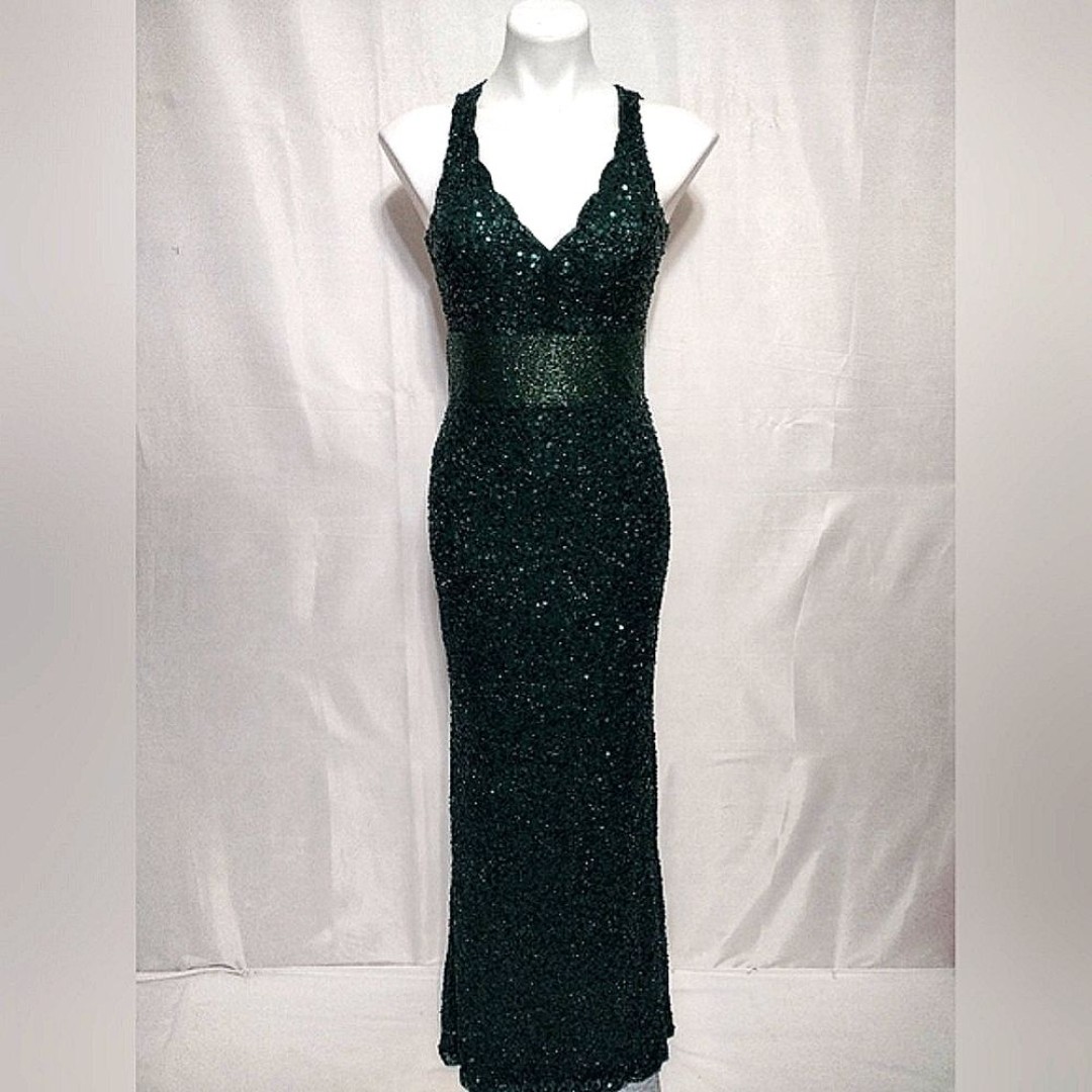 Mac Duggal Sleeveless Plunging V-Neck Formal Prom Trumpet Long Evening Gown US 4