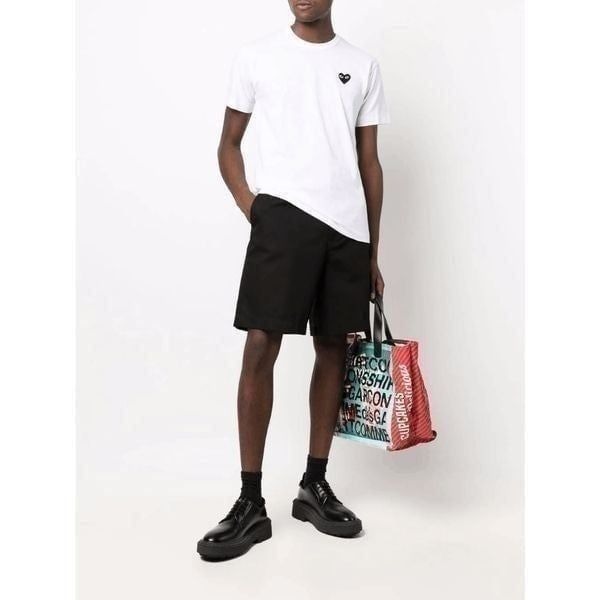 Comme Des Garcons Play Logo-Patch Crewneck T-Shirt Short Sleeve White Size M