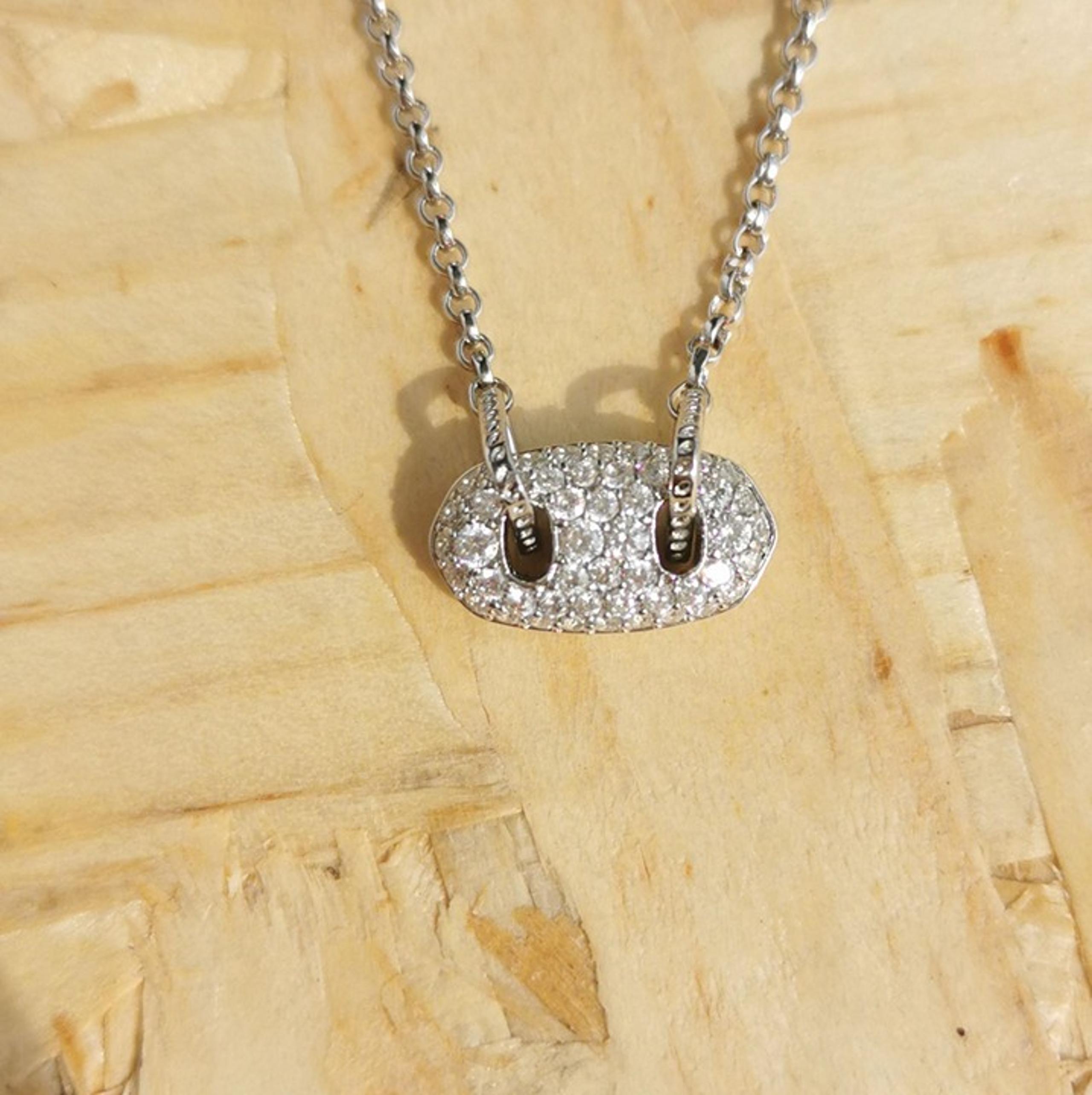 NEW Kendra Scott Bailey White CZ Pave Necklace Silver