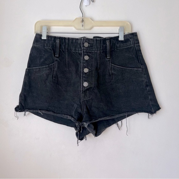 GRLFRND Daphne Black My Generation High Rise Cut Off Button Fly Denim Shorts 28”
