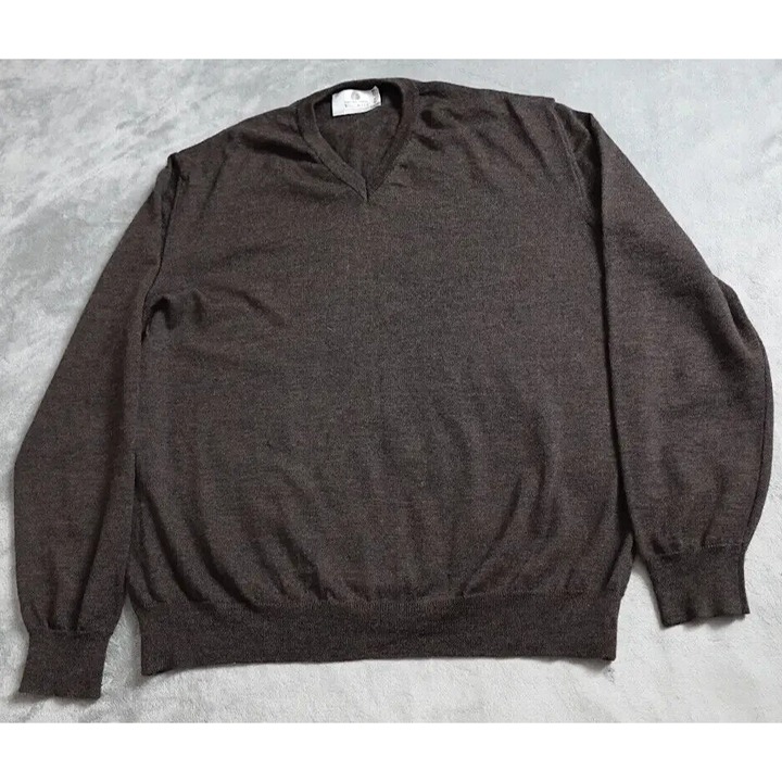 Wool Mark Sweater Men's XL Brown V Neck Long Sleeve Pullover Casual