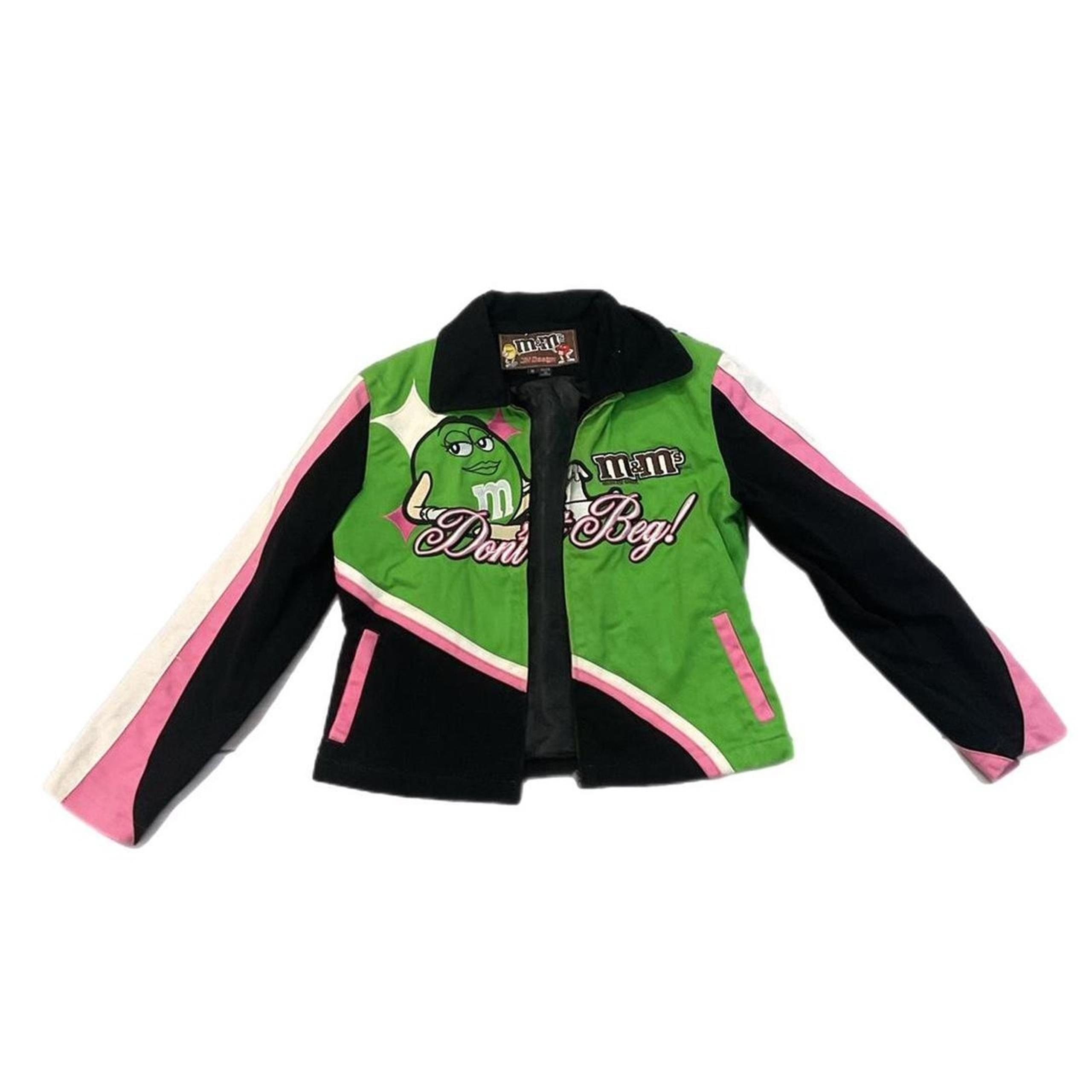 Vintage retro pink NASCAR M&Ms candy racing jacket coat y2k
