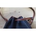 Dooney Bourke Drawstring Bucket Bag Navy Brown All Weather Leather USA VTG