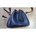 Dooney Bourke Drawstring Bucket Bag Navy Brown All Weather Leather USA VTG