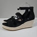 Eileen Fisher Wisp Wedge Sandal Espadrille Platform Black Leather Size 9