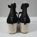 Eileen Fisher Wisp Wedge Sandal Espadrille Platform Black Leather Size 9