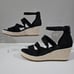 Eileen Fisher Wisp Wedge Sandal Espadrille Platform Black Leather Size 9
