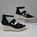 Eileen Fisher Wisp Wedge Sandal Espadrille Platform Black Leather Size 9