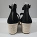 Eileen Fisher Wisp Wedge Sandal Espadrille Platform Black Leather Size 9