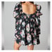 Buddy Love stassie puff sleeve babydoll dress Sleeping Garden Satin Black Floral